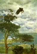 bruno liljefors havsorn med guding som byte vid boet oil painting on canvas